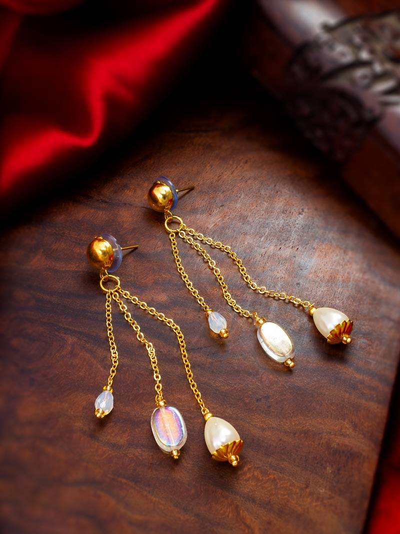 gold-tone multi-chain tassel earrings