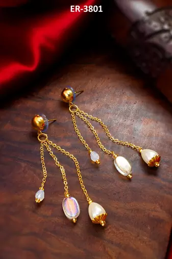 gold-tone multi-chain tassel earrings