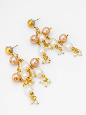 gold-tone multi-pearl chandelier earrings with pearl drops 2