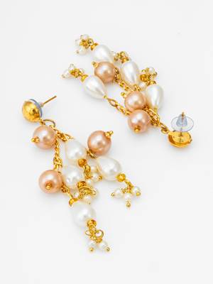 gold-tone multi-pearl chandelier earrings with pearl drops 3