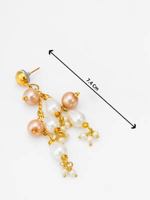 gold-tone multi-pearl chandelier earrings with pearl drops 4
