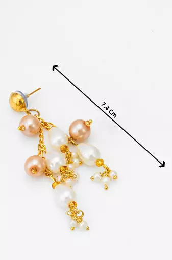 gold-tone multi-pearl chandelier earrings with pearl drops