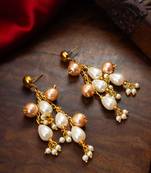 gold-tone multi-pearl chandelier earrings with pearl drops