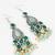 green stone hook earrings with pearl and mint bead tassel