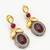 dual-tone cabochon drop earrings with oxidized silver finish