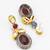 dual-tone cabochon drop earrings with oxidized silver finish