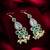green stone hook earrings with pearl and mint bead tassel
