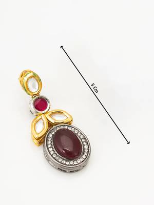 dual-tone cabochon drop earrings with oxidized silver finish 4