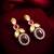 dual-tone cabochon drop earrings with oxidized silver finish