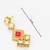 gold-plated geometric square cascade drop earrings with pink stone