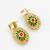 gold-plated square stud earrings with meenakari drop and crystal