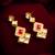 gold-plated geometric square cascade drop earrings with pink stone