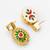 gold-plated square stud earrings with meenakari drop and crystal
