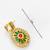 gold-plated square stud earrings with meenakari drop and crystal