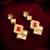 gold-plated geometric square cascade drop earrings with pink stone