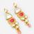 gold-plated stone long drop earrings with pearl and bead