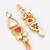 gold-plated stone long drop earrings with pearl and bead