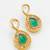gold-plated stud earrings with green stone and crystal