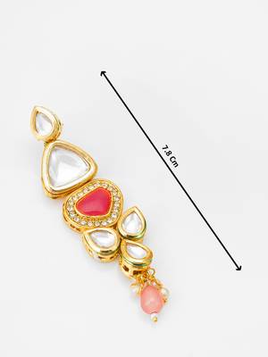gold-plated stone long drop earrings with pearl and bead 4