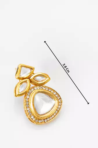 gold-plated stone cluster drop earrings