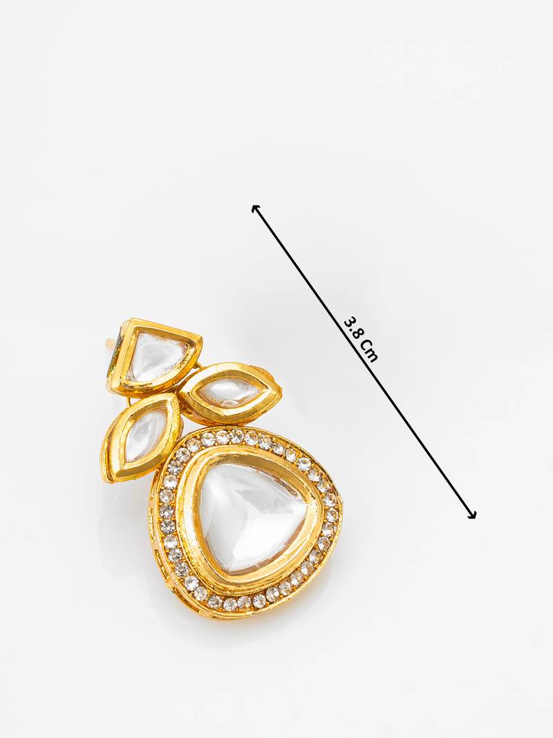 gold-plated stone cluster drop earrings