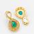 gold-plated stud earrings with green stone and crystal