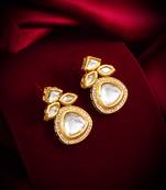 gold-plated stone cluster drop earrings