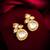 gold-plated stone cluster drop earrings