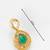 gold-plated stud earrings with green stone and crystal