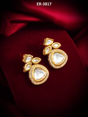 gold-plated stone cluster drop earrings 5
