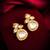 gold-plated stone cluster drop earrings
