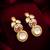 gold-plated stone & meenakari circular drop earrings with pearl