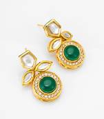 stud drop earrings with green onyx cabochon