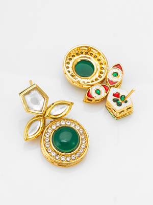 stud drop earrings with green onyx cabochon 2