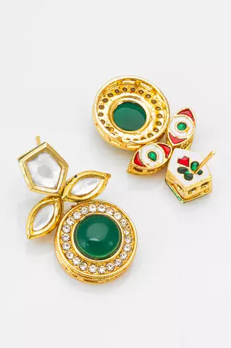 stud drop earrings with green onyx cabochon