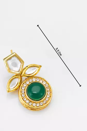 stud drop earrings with green onyx cabochon