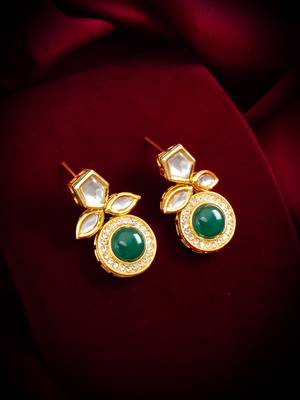 stud drop earrings with green onyx cabochon 4