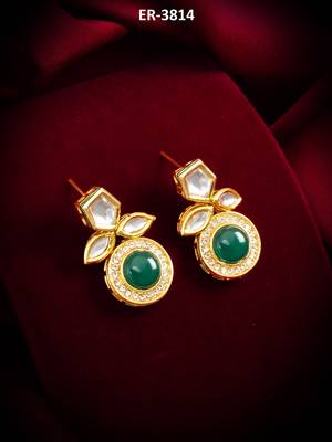stud drop earrings with green onyx cabochon 5