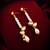 gold plated kundan and pearl beaded drop earrings
