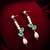 elegant silver plated green stone and pearl drop earrings