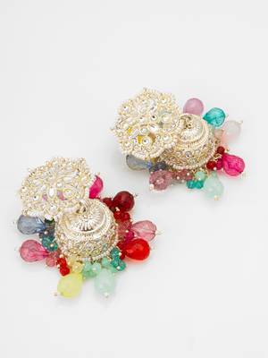 multicolor kundan dome jhumka earrings 2