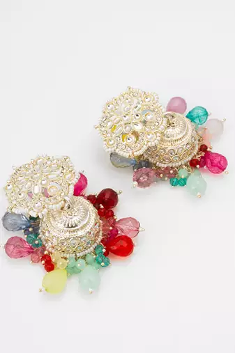 multicolor kundan dome jhumka earrings