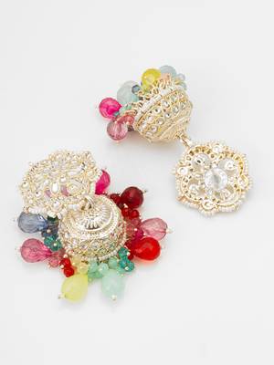 multicolor kundan dome jhumka earrings 3