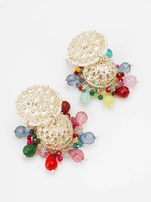 multicolor kundan jhumka earrings 1