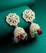 multicolor kundan dome jhumka earrings