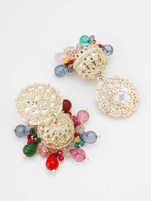 multicolor kundan jhumka earrings 2