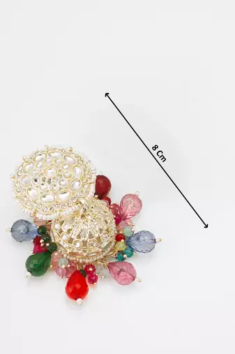 multicolor kundan jhumka earrings