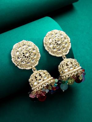 multicolor kundan jhumka earrings 4