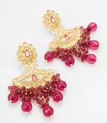 deep pink floral kundan earrings