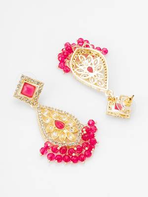 pink kundan drop earrings 2